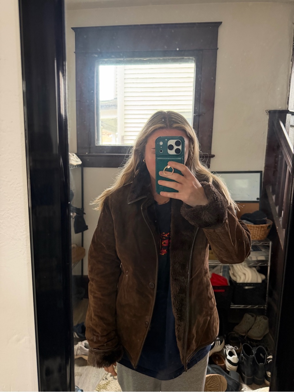 Brandon Thomas Dark Brown Faux Fur Suede Jacket - Picture 2 of 4